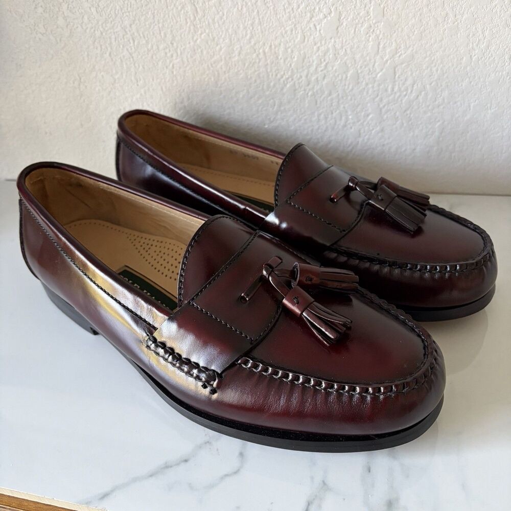Cole Haan Men’s Burgundy Leather Tassle Loafers Size 11